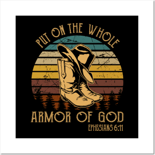 Put On The Whole Armor Of God Boot Hat Cowboy Posters and Art